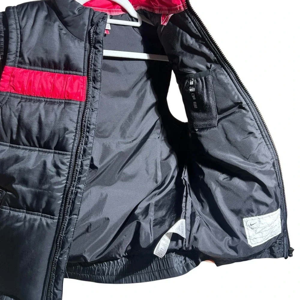 Nike Puffer Vest Youth Girls XL (16) Black & Pink‎ Thick Full Zip w/ Pockets